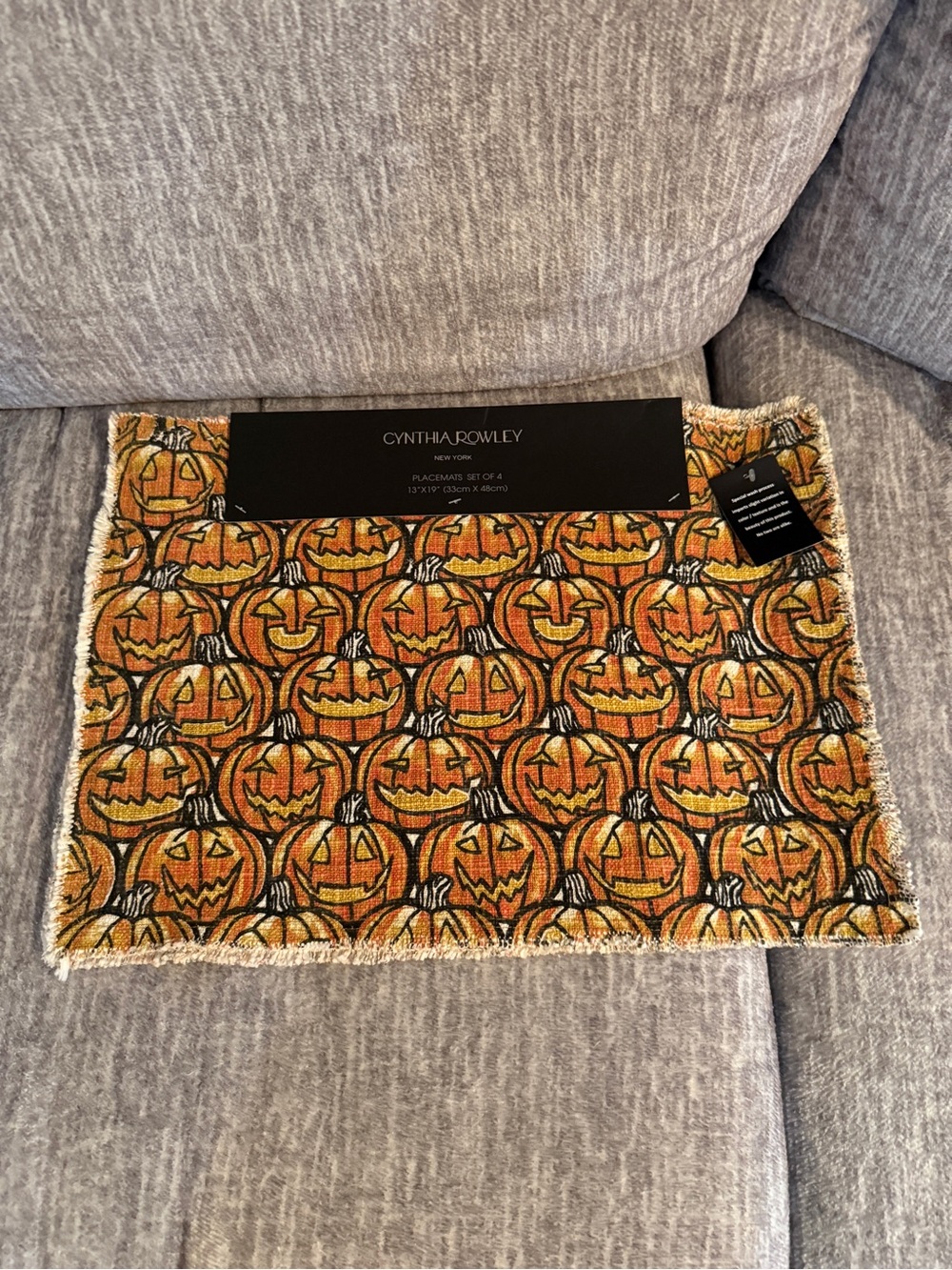 Cynthia Rowley Orange Pumpkin Jack-O'-Lantern Placemat Set of 4